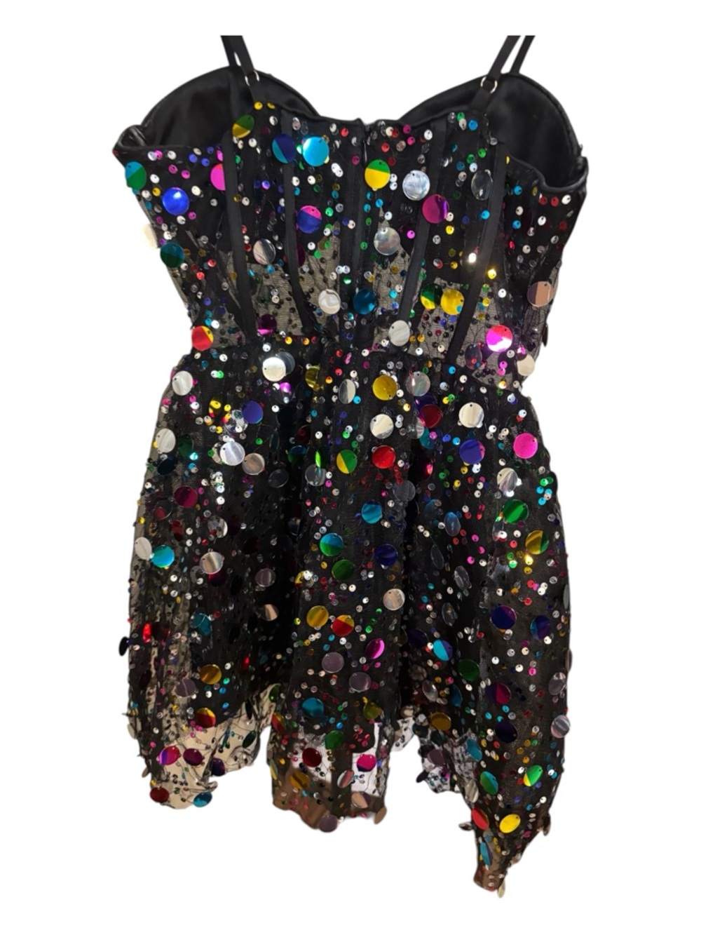 SHEIN Black Sequin Mini Dress with Multicolor Discs - Picture 5 of 6